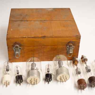 Wooden Box and Glass Light Bulbs