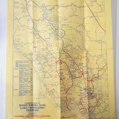 Marin, Sonoma, Napa, Lake, and Mendocino County Road Map