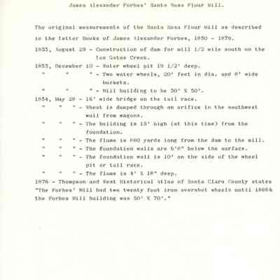 Santa Rosa Flour Mill Measurements