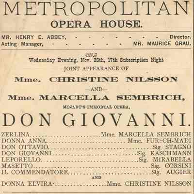 Metropolitan Opera House Program, "Don Giovanni"