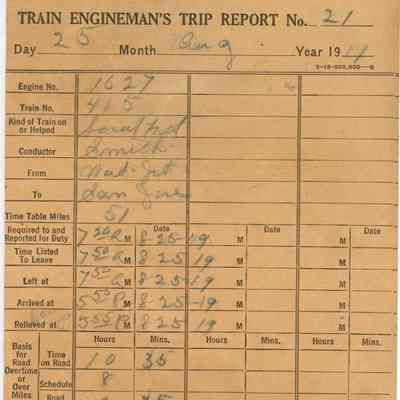 Train Engineman's Trip Report