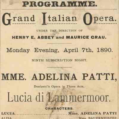 Grand Italian Opera Program, "Lucia di Lammermoor"