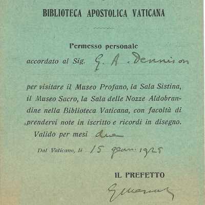 Dennison Vatican Library Card