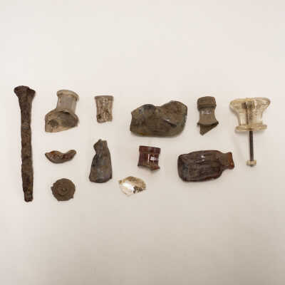 Doorknob, Nail, and Glass Shards