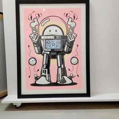 BORK HOLDING LADS ( PINK) Limited Print BY The London Police