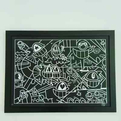 8/10 HAPPY HOLIDAYS ( WHITE/BLACK) LIMTEDPRINT BY EL PEZ