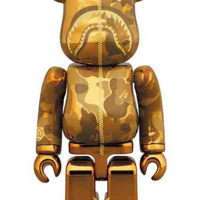 BEARBRICK X BAPE CAMO SHARK Gold 1000%