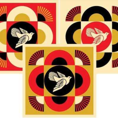 SHEPARD FAIREY SIGNED DOVE GEOMETRIC PATTERN 3 Limited PRINT SET