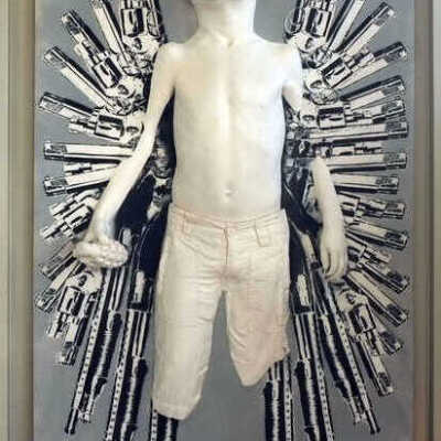 Gun Angel - Boy Soldier Wood Panel by Schoony