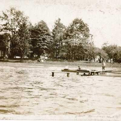 Flint Lake Photograph With Dock and Hotel