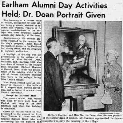 Dr. Martha Doan - Earlham Alumni Day Activities Held; Dr. Doan Portrait Given