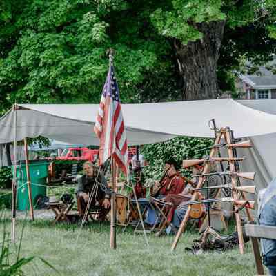 Rusty Musket Band during the June 3rd event. They had their tent between the old church and log cabin