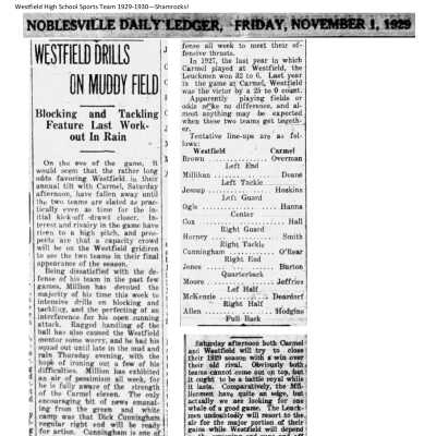 Multiple Articles about how Westfield High School Teams did 1929-1930 and how Shamrocks became the name of the Team.