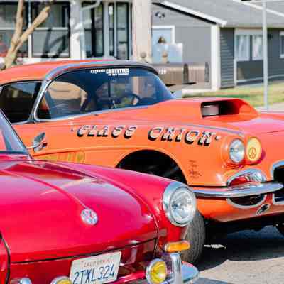 Volkswagen and Corvette Sports cars at car show