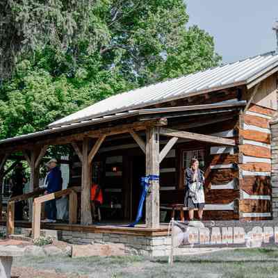 1835 Barker Family Log Cabin after Grand Opening Ribbon Cutting