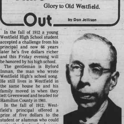 Article about Byford Inman from The Noblesville Ledger February 2nd 1978
