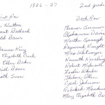 Westfield Grade School 2nd grade class- 1926-27