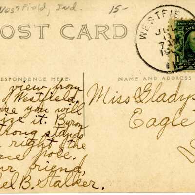 Back of postcard from Herschel B. Stalker to Gladys Barker: Origformat: Artifact