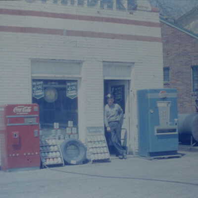 Standard Oil Gas Station NW Corner of SR32 and Union. Man standing in the door.