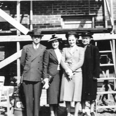 Talbert family in front of Talbert Home Construction site