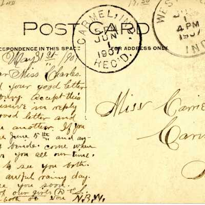 Back of postcard: Origformat: Artifact