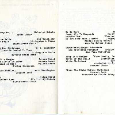 Westfield PTO Christmas Concert, 1974,inside pages: Origformat: Artifact
