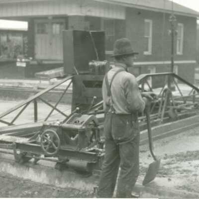 US31 Street Construction The Finishing Machine in front of Fire Station