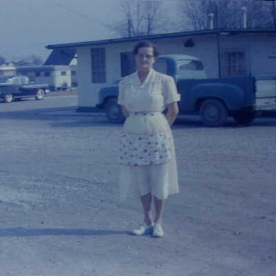 Woman standing in parking lot