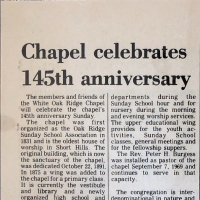 White Oak Ridge Chapel News Clippings