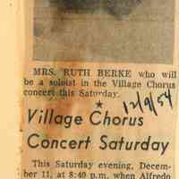 Village Chorus of Millburn: Great Moments in Music Concert Articles, 1954