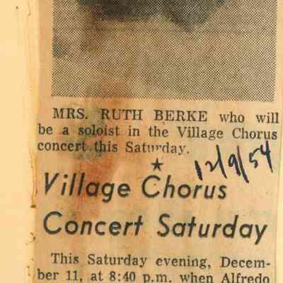Village Chorus of Millburn: Great Moments in Music Concert Articles, 1954