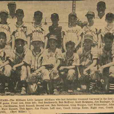 Baseball: Millburn Little League All-Stars, 1958