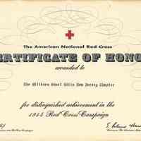 Red Cross: American National Red Cross Certificate of Honor, 1954