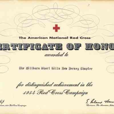Red Cross: American National Red Cross Certificate of Honor, 1954