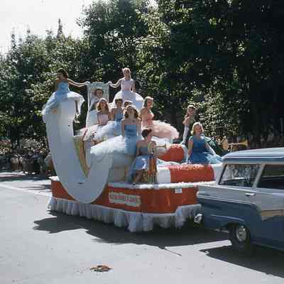 Centennial Parade: Chamber of Commerce and Queen of Centennial Float, 1957
