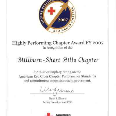 Red Cross: Highly Performing Chapter Award, 2007