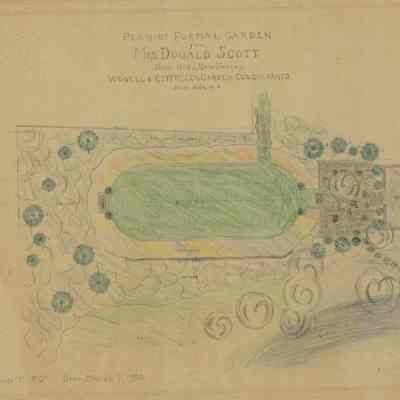 Wodell & Cottrell: Formal Garden Plan and Tulip Planting Plan for Mrs. Donald Scott, 1930