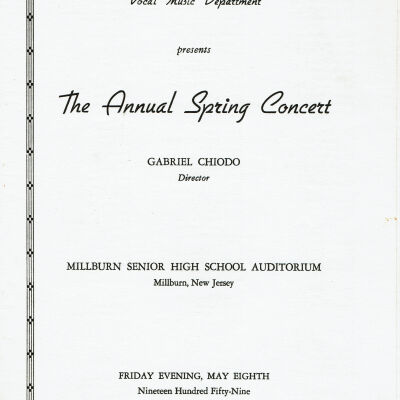 Millburn High School Spring Concert Program, 1959