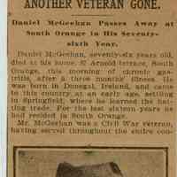 Flanagan: Daniel McGeehan, Civil War Veteran, Obituary, 1908