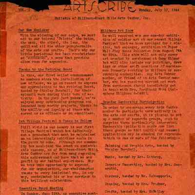 Millburn Art Center: Artscribe Newsletters, 1944