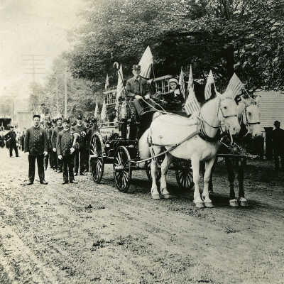 Fire Department: Truck and Band, 1907 Half Centennial Parade