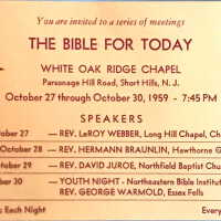 White Oak Ridge Chapel: Invitation to meetings "The Bible For Today,"1959