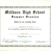 Millburn High School: Summer Enrichment Certificates, 1962-1964
