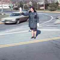          Police Officer Jinny Tompkins at the western intersection of Essex and Millburn Avenue taken January 1976
   