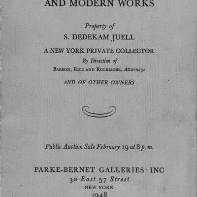 Hartshorn: Parke-Bernet Galleries Auction Catalog for the Property of S. Dedekam Juell, 1948