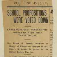 Wyoming Civic Association: School Propositions were voted down, 1919