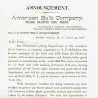 Pitcher & Manda: American Bulb Company Take Over Announcement, 1897