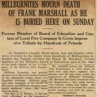 Wehrle Scrapbook: Frank Marshall Obituary, 1926