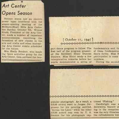 Millburn Art Center 1945 Scrapbook: Fall Art, Dance and Instructional Programs, 1945