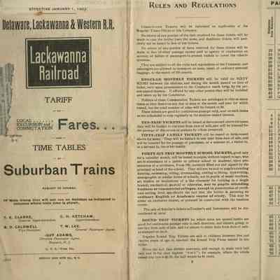Railroad: Delaware, Lackawanna & Western Railroad Suburban Train Time Tables & Fares, 1903